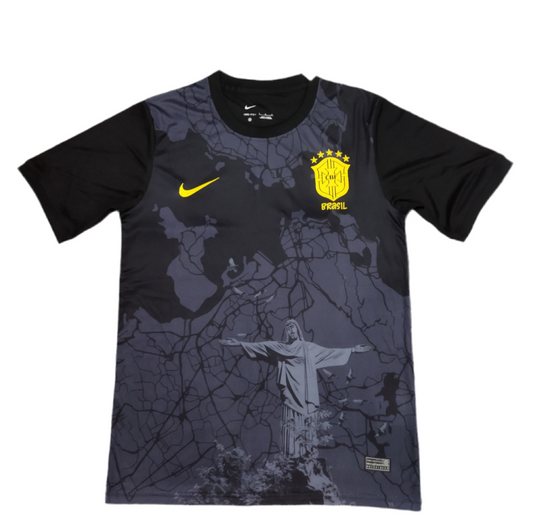Black Jesus Cross Nike Brazil Football Shirt